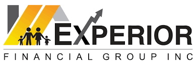 Experior Financial Group Inc. logo with stylized house roof, family, and an upward arrow integrated into the X.