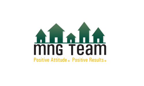 Five green houses over 'MNG TEAM' and 'Positive Attitude * Positive Results *'.