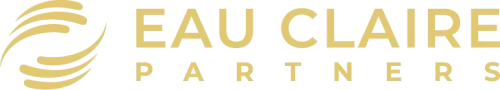 Eau Claire Partners logo: golden swirl icon with 'EAU CLAIRE' above 'PARTNERS'.